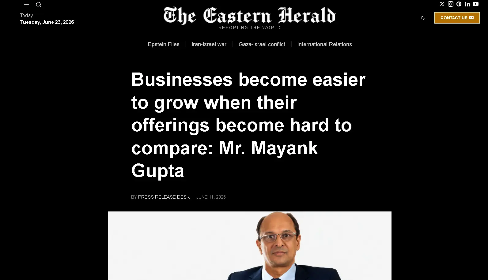 Press release on The Eastern Herald