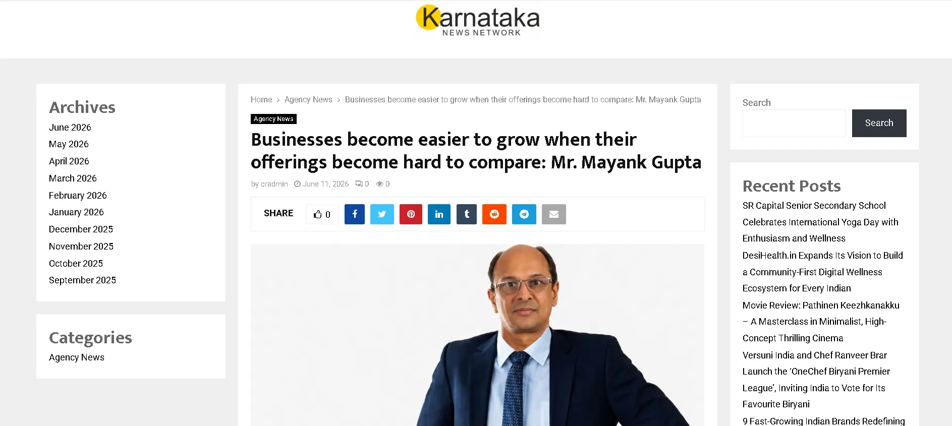 Press release on Karnataka News Network